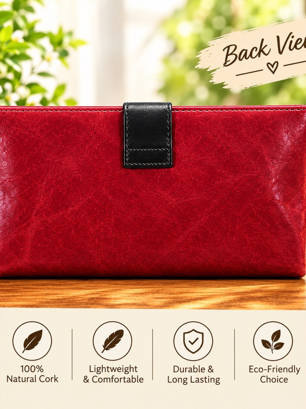 Shiraleah Red Cork Wallet with Black Trim